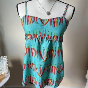 Red Chili Spaghetti Strap Turquoise Top SZ M